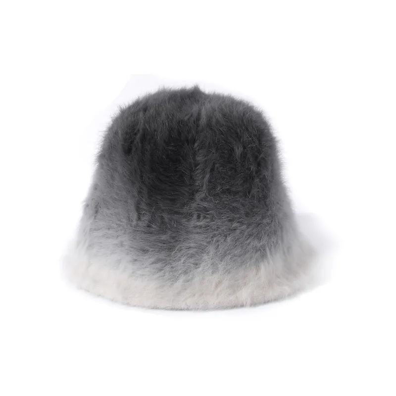 Clect Rabbit Fur Blend Bucket Hats Women's Pink Dark Gray-2