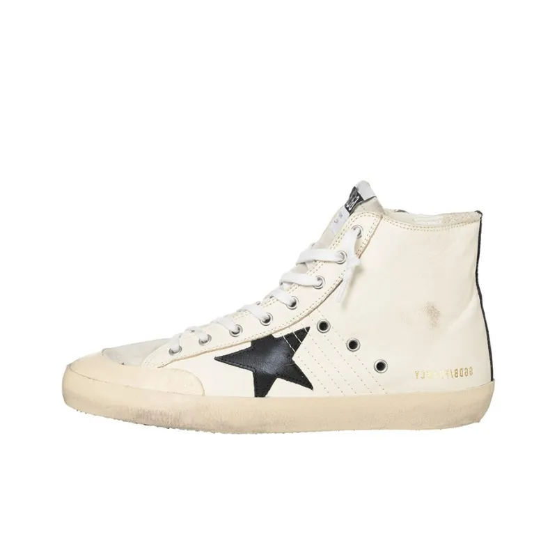 Golden Goose Francy High Top Skateboard Shoes Men's Beige Vintage Version-0