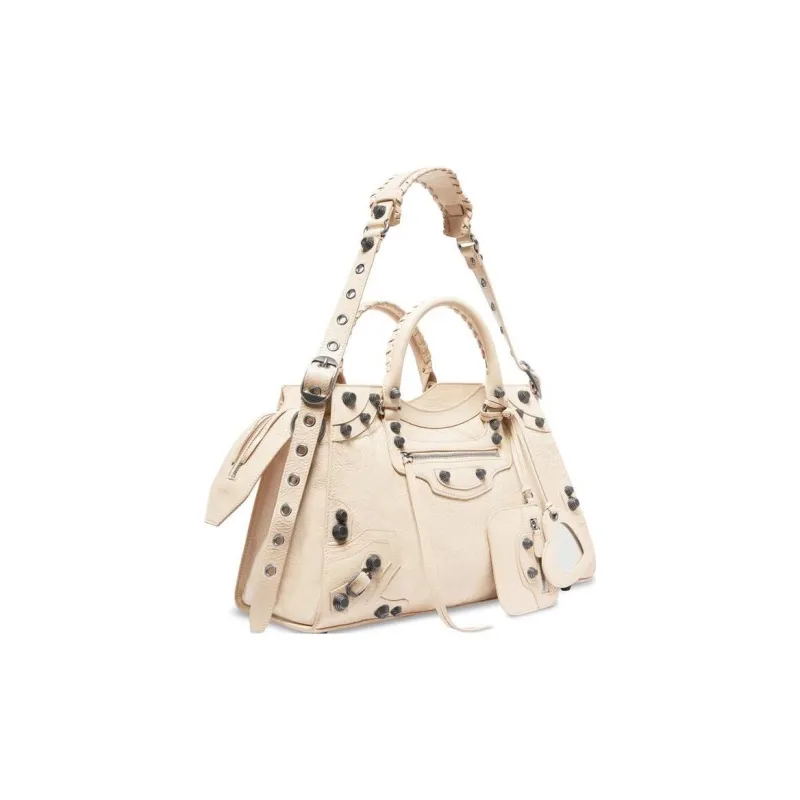 Balenciaga Neo Cagole City Fine-Grained Sheepskin One Shoulder Handbags Women's Beige-1