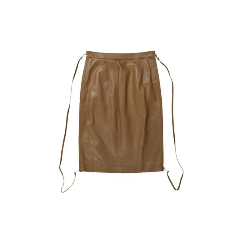 Burberry FW23 Leather Short Skirts Women's Brown-1