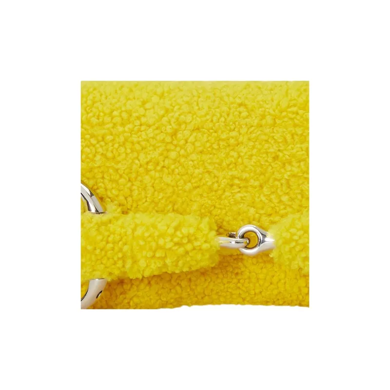 GUCCI Horsebit 1955 Wool Handbag Shoulder Bag Medium Size Women's Yellow-9