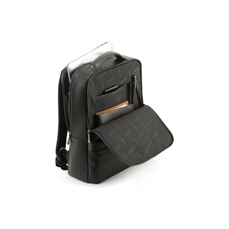 SAMSONITE Fabric With Cow Leather And Microfiber Leather Backpack Men's Black-4