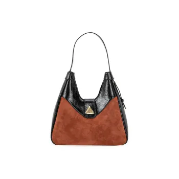 VENOF Cow Leather Shoulder Bag Women's Sand Velvet Brown/Bar Coffee