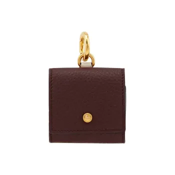 Burberry Calfskin Coin Purse Small Size Women's Dark Purple Red & Stone Gray