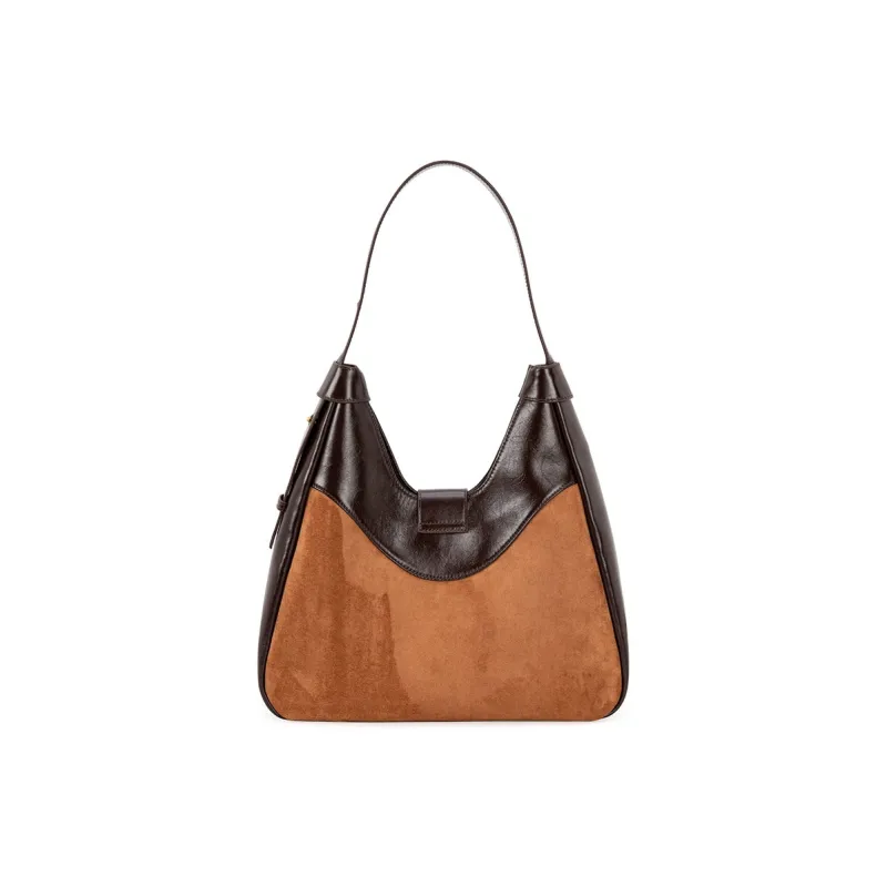 VENOF Cow Leather Shoulder Bag Women's Sand Velvet Brown/Bar Coffee-3