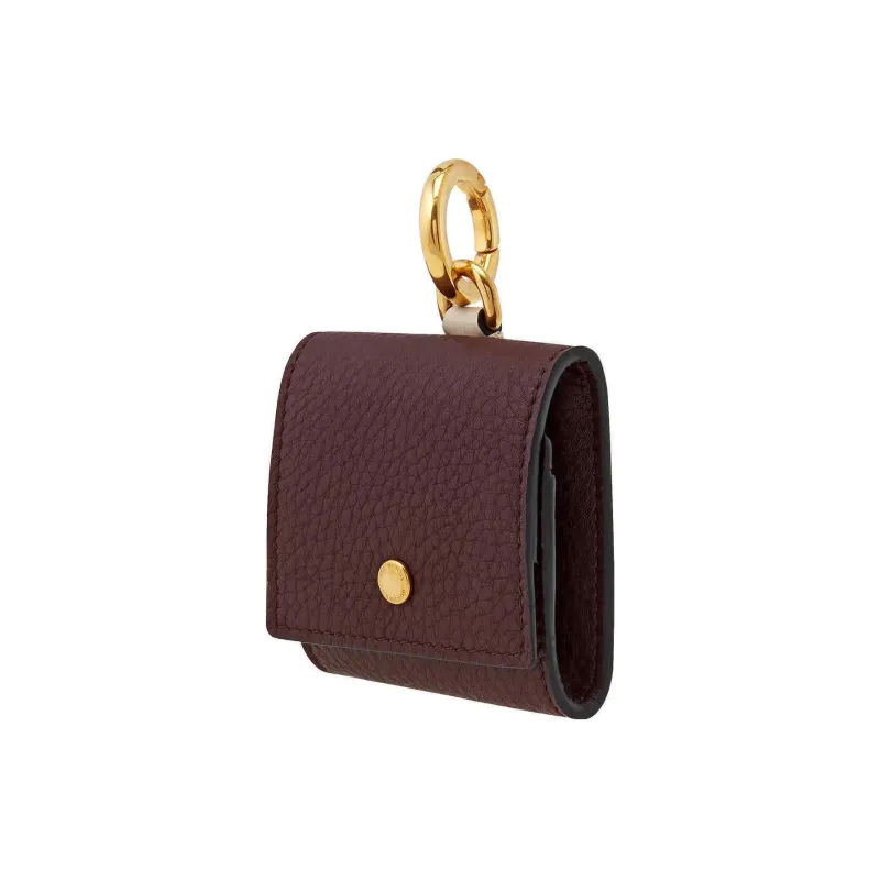 Burberry Calfskin Coin Purse Small Size Women's Dark Purple Red & Stone Gray-2