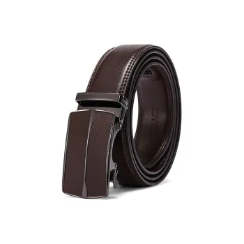 PISHUSHU Youth Elite Gunmetal Automatic Buckle Business Cow Leather Leather Belts Men's Width  3.5cm