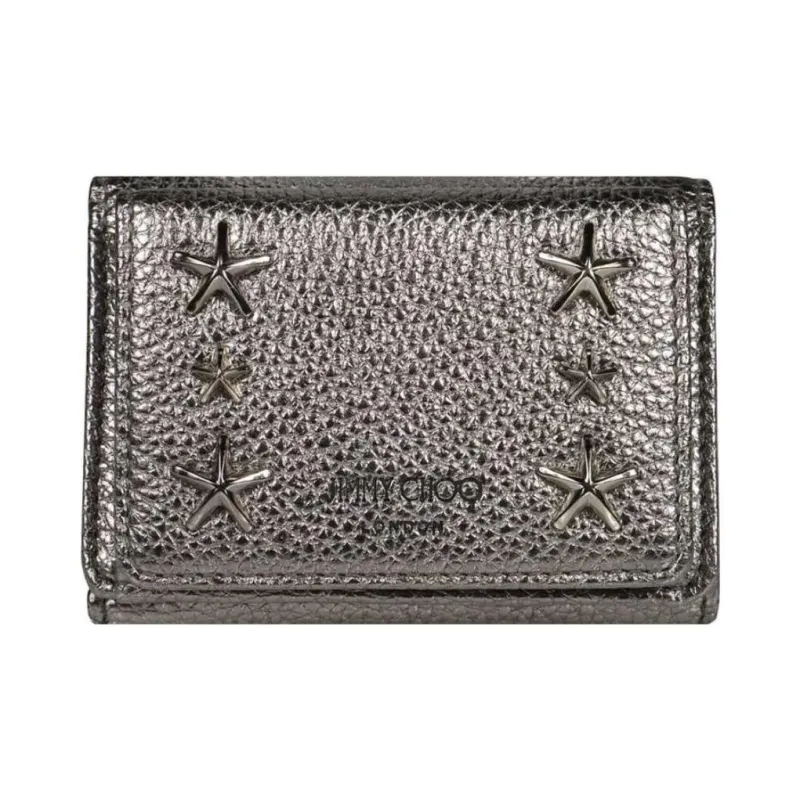 Jimmy Choo Metal Patchwork Leather Wallet Women's Gunmetal/Deep Silver-0
