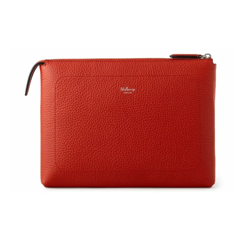 Mulberry Grained Cow Leather IPad Case Clutch Regular Men's Blue Lancaster Red-2