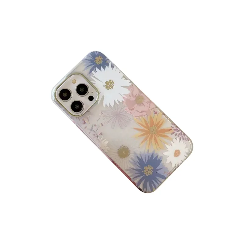Yule Solid Color Phone Cases Compatible With Apple 15/14/13 Pro Max/Pro Gilded Floral Individual Impact Resistant-4