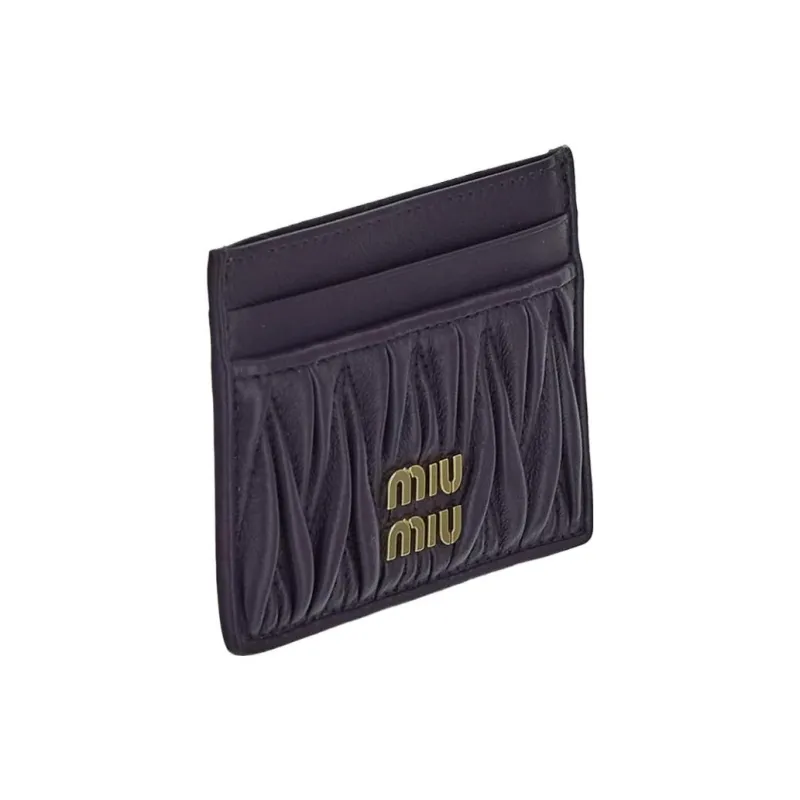MIU MIU Matelassé Soft Sheep Leather Card Holder Card Holder Women's Purple-1