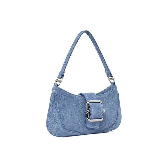 OSOI SHOULDER BROCLE _SMALL Cow Leather Handbag Shoulder Bag Women's Blue-1