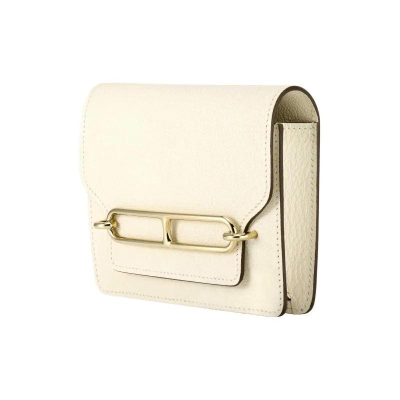 HERMES Roulis Goatskin Clutch Shoulder Bag Crossbody Bag Fanny Pack Wallet Regular Women's I2 Nata Cream White-1