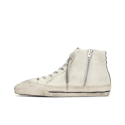 Golden Goose Slide Skateboard Shoes Women's Mid-Top White