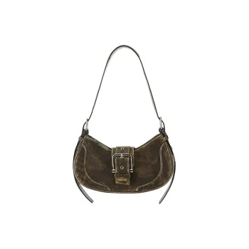 OSOI HOBO BROCLE Smooth Calf Leather Handbag Shoulder Bag Women's Brown