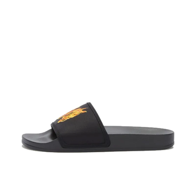 PALM ANGELS Monogram Pool Sliders Black-0