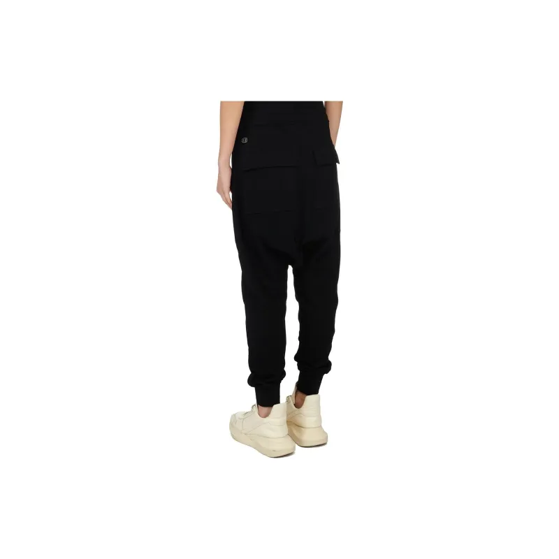 RICK OWENS Logo embroidered Drop crotch Trousers-1