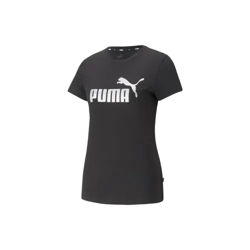 PUMA Essentials+ Metallic Logo Femme T-Shirt Women's Black