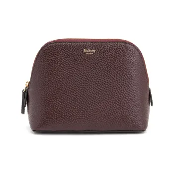 Mulberry Cow Leather Makeup Bag Women's Brown