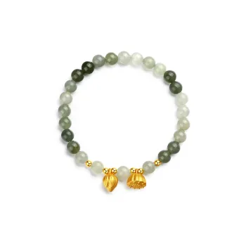 SEVEN COOK 999 Fine Silver Hetian Jade Bracelets Women's Pale Greenish-White Jade