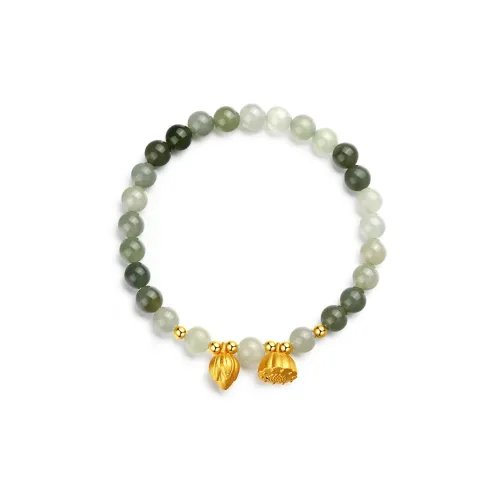 SEVEN COOK 999 Fine Silver Hetian Jade Bracelets Women's Pale Greenish-White Jade