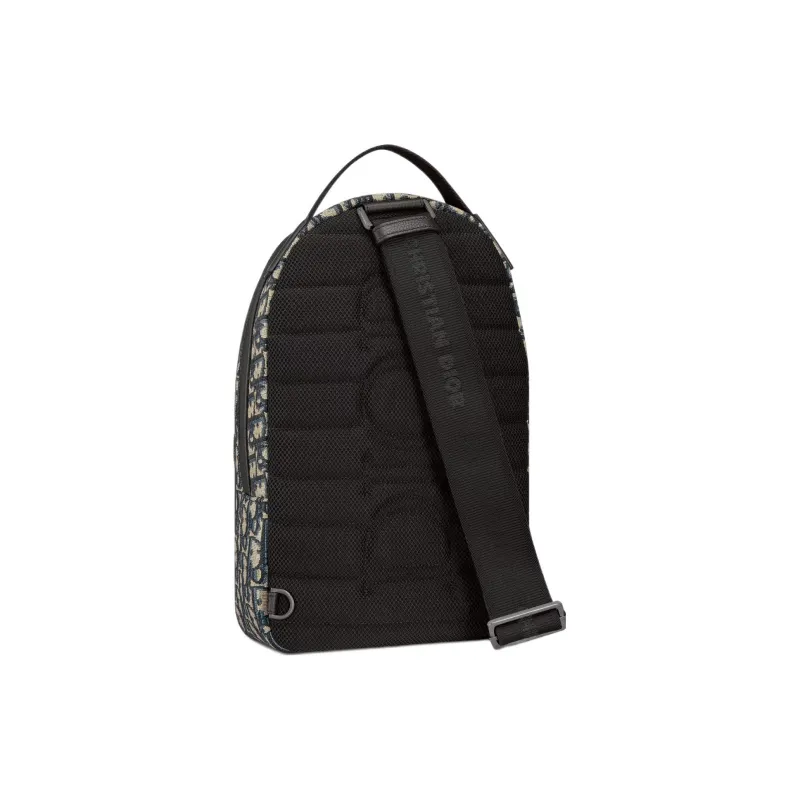 DIOR Oblique Jacquard Fabric Crossbody Bag, Shoulder Bag Men's Beige & Black-2