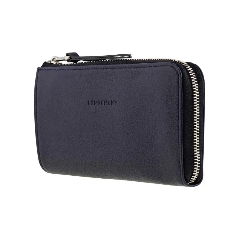 LONGCHAMP Le Foulonné Large Cow Leather Wallet Women's Navy-1