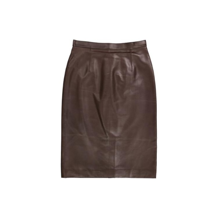 Burberry brown leather skirt hotsell