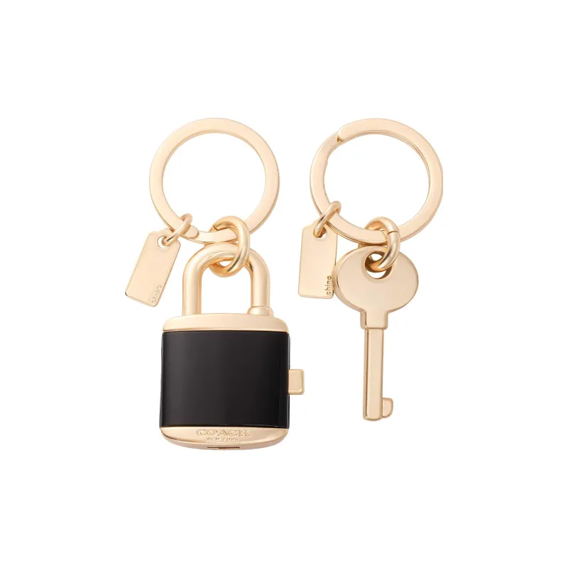 COACH Metal Charm Keychain Bag Accessory Bag Women's Black & Gold-1