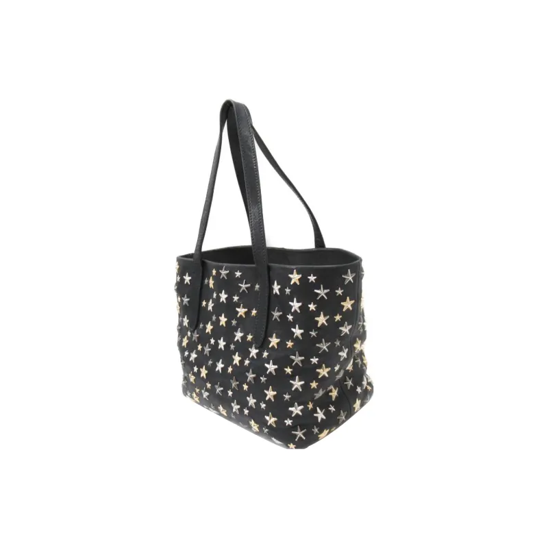 Jimmy Choo Leather Tote Bag Shopping Bag Handbag Regular Women's Black-2