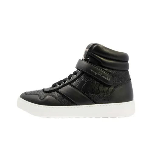 Ferragamo Skateboard Shoes Men High-Top Black