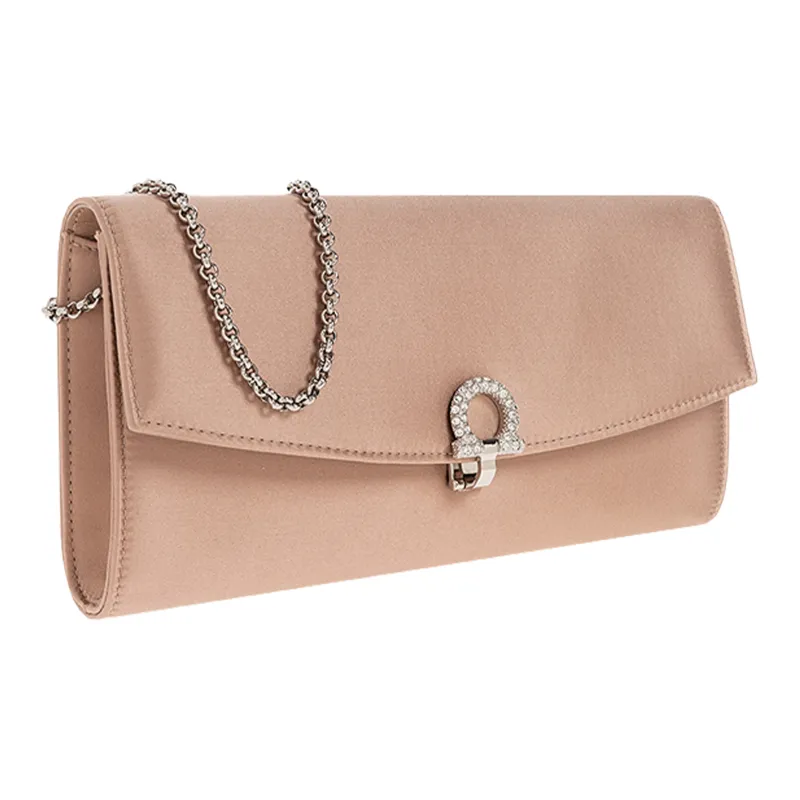 FERRAGAMO Rayon Blend With Silk Clutches Crossbody Bag Shoulder Bag Women's Light Pink-1