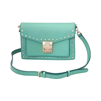 MCM Leather Shoulder Bag, Crossbody Bag Small Size Women's Mint Green