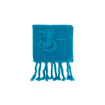 JIL SANDER Logo Intarsia Knit Fringed Scarf