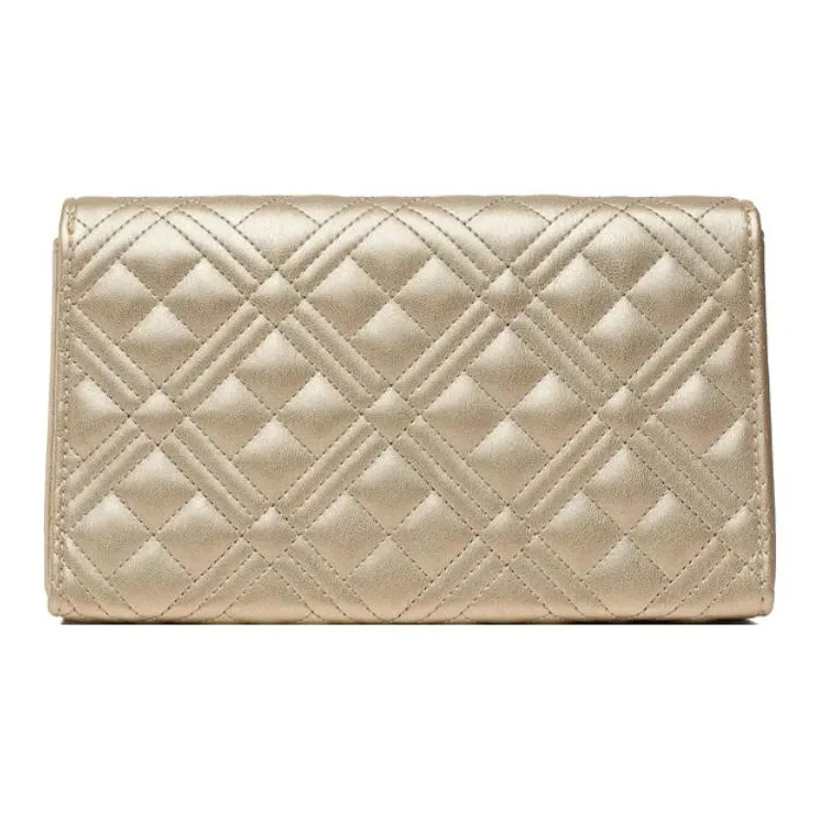 LOVE MOSCHINO Artificial Leather Envelope Bag One Shoulder Crossbody Clutches Women's Gold-4
