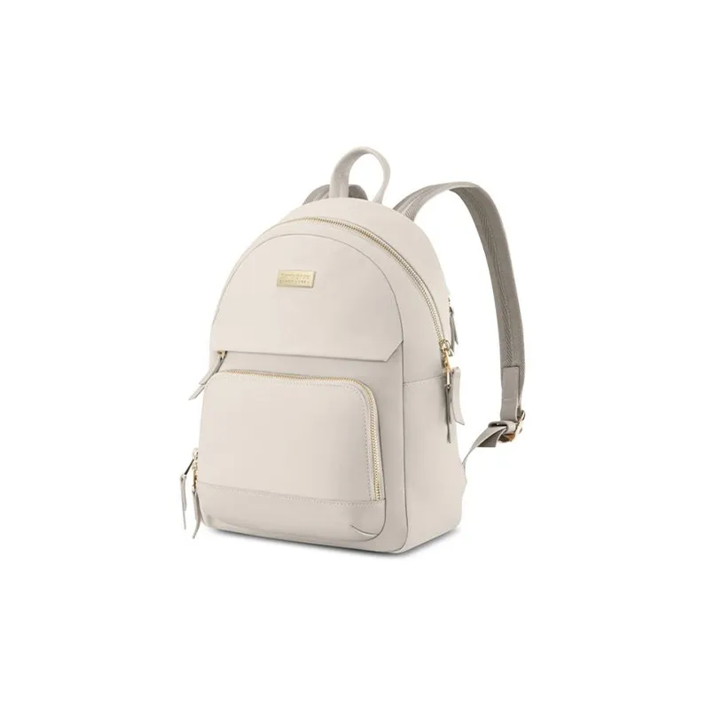 SAMSONITE KHALEESI Fabric Cow Leather Patchwork Laptop Backpack Regular Women's Ivory White-1