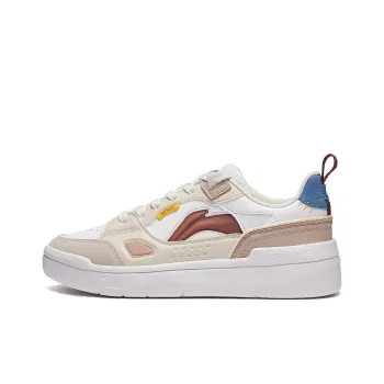 LiNing Common 80s Anti Slip Wear Resistant Low Top Skateboard Shoes Women's Brown White