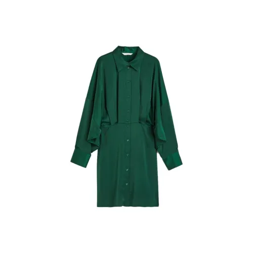 H&M Long-Sleeved Dresses Women's Dark Green