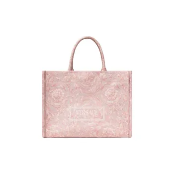 VERSACE Barocco Polyamide With Cotton Tote Bag, Shopping Bag, Handbag Women's Pink Multicolor Print