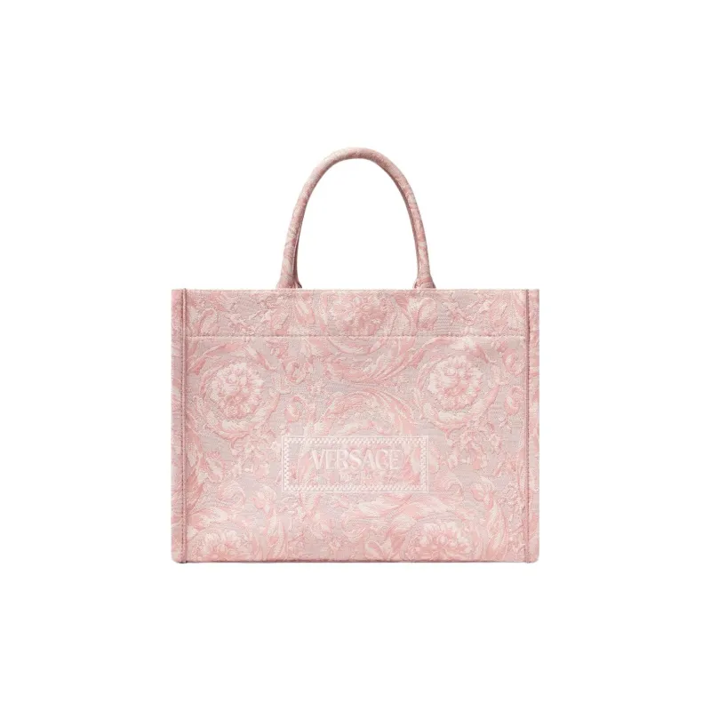 VERSACE Barocco Polyamide With Cotton Tote Bag, Shopping Bag, Handbag Women's Pink Multicolor Print-0
