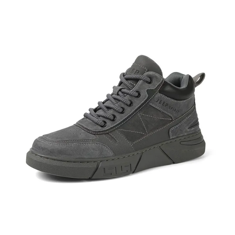 JEEP SPIRIT Slip Resistant, Abrasion Resistant, Waterproof, Lightweight Mid Top Casual Shoes Men's Climbing Gray-2