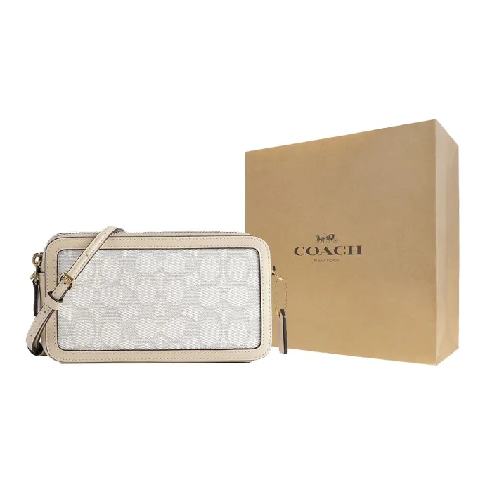 COACH Kira Fabric With Leather Camera Bags Crossbody Bag Shoulder Bag Women's Ecru-5