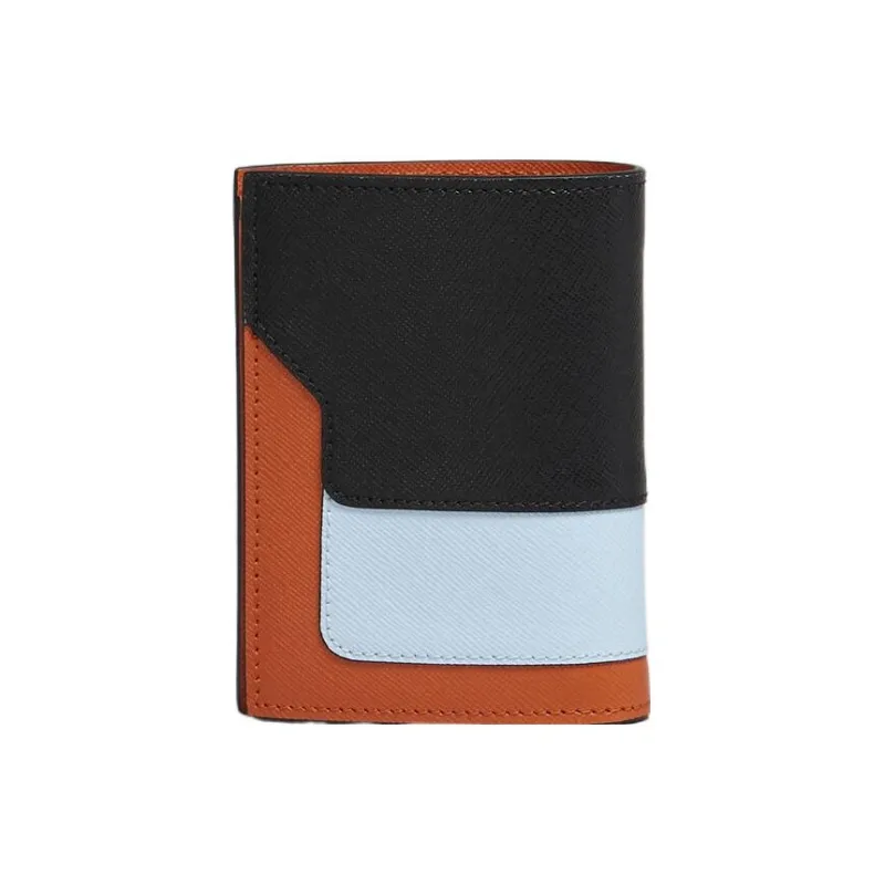MARNI Calfskin Wallet Regular Women's Black & Colorful Blue & Chili Red-1