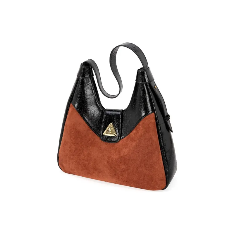 VENOF Cow Leather Shoulder Bag Women's Sand Velvet Brown/Bar Coffee-11