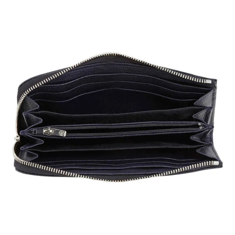 LONGCHAMP Le Foulonné Large Cow Leather Wallet Women's Navy-5