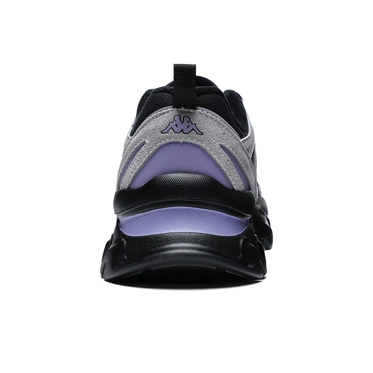Kappa Lightweight Wear Resistant And Slip Resistant Low Top Chunky Sneakers Women's Gray Black Purple-4