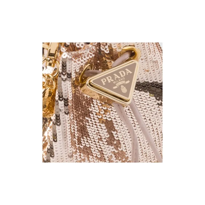 PRADA Satin One Shoulder Crossbody Clutches Mini Women's Gold/Pink-4