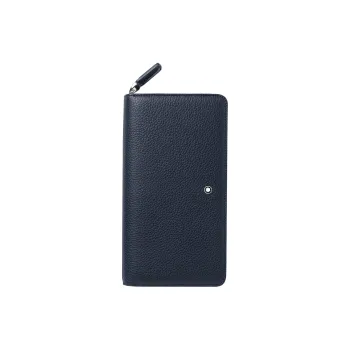 MONTBLANC Grained Cow Leather Soft And Grained Leather Wallet Regular Men's Blue