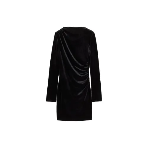 H&M Long-Sleeved Dresses Women's Black/Silk Velvet