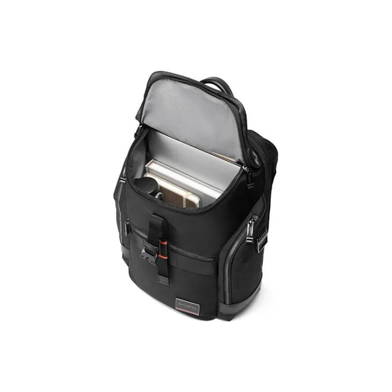 SAMSONITE SBL ENCODE Fabric Cow Leather Patchwork Backpack Men's Black-4